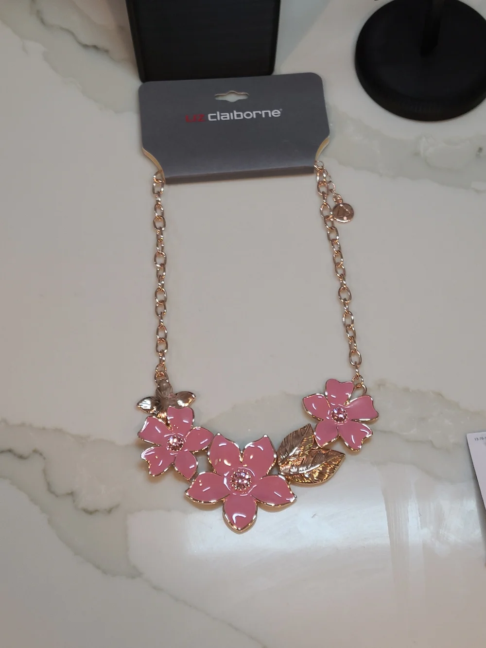 NWT Liz Claiborne Pink Floral Statement Necklace & Earrings Set